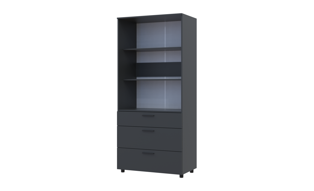 Kleiderschrank Doros Thorn Anthrazit 2 Türen 3 Schubladen Böden 90x51,6x200 (44900446)