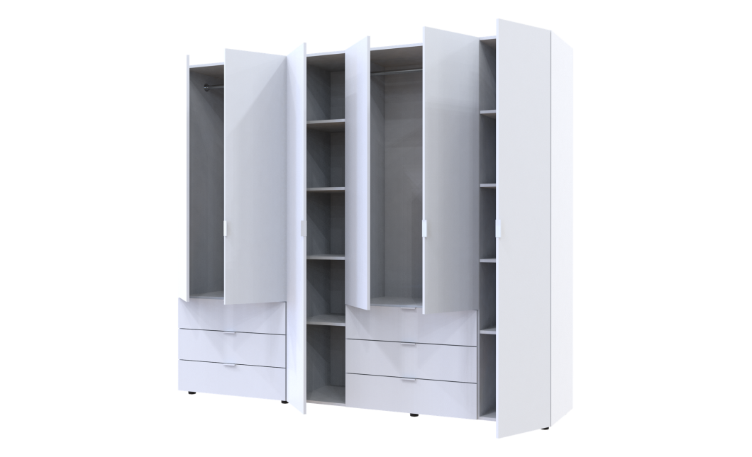 Kleiderschrank Doros Gelar Set Weiß 2+4 Türen 232,5x49,5x203,4 (42002124)