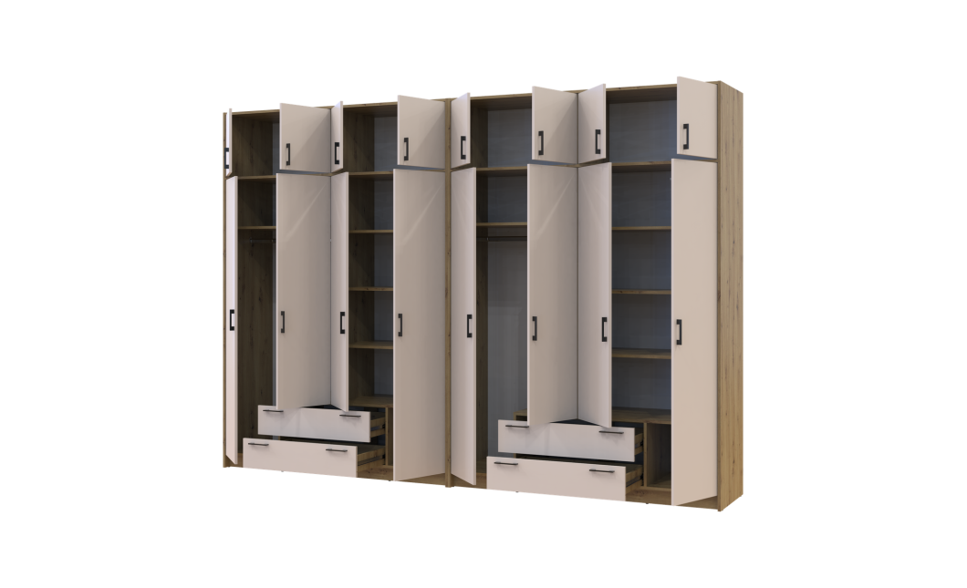Kleiderschrank mit Aufsatz Doros Rondi Artisan Eiche/Kaschmir 4+4 Türen 320x52x236 (42005674)