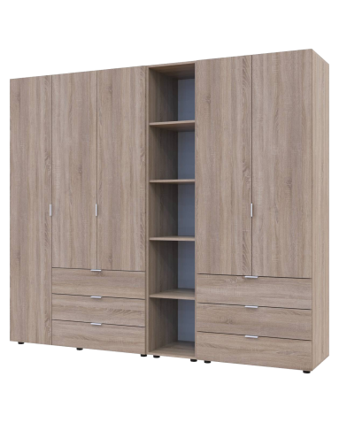 Kleiderschrank Doros Gelar Sonoma Eiche 2+3 Türen mit offenem Regal 231,9x49,5x203,4 (42005046)