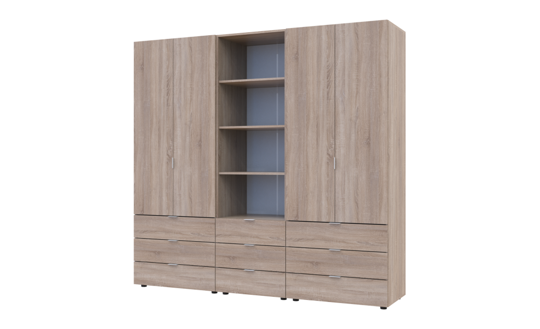 Kleiderschrank Doros Gelar Sonoma Eiche 2+2 Türen Säulenschrank 215x49,5x203,4 (42005183)