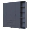 Kleiderschrank Doros Gelar Graphitgrau 4 Türen mit offenem Regal 193,2x49,5x203,4 (42005063)