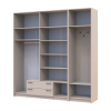 Kleiderschrank Doros Rondi mit Kleiderstange, Spiegel und Oberschrank Kaschmir 4 Türen 220x52x236 (42005405)