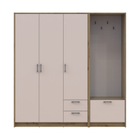 Kleiderschrank Doros Rondi mit Kleiderstange Artisan Eiche/Kaschmir 3 Türen 181x52x195 (42005280)