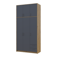 Kleiderschrank Doros Rondi mit Drehtüren mit Oberschrank Artisan Eiche / Graphitgrau 3 Türen 121x52x260 (42005187)