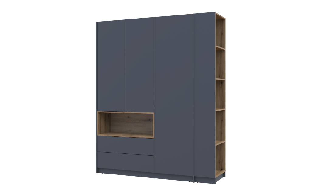 Kleiderschrank Doros Dale mit Drehtüren Anthrazit/Ewok Eiche 3 Türen 178x52x220 (42005338)