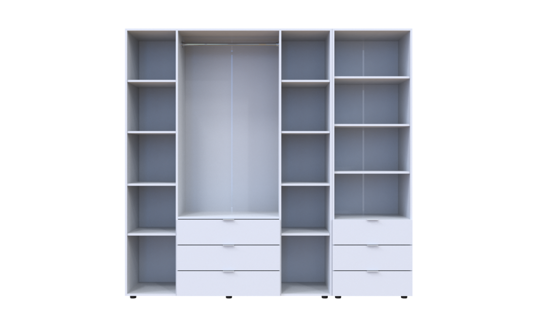 Kleiderschrank Doros Gelar Weiß 4 Türen Säulenschrank 215x49,5x203,4 (42005164)