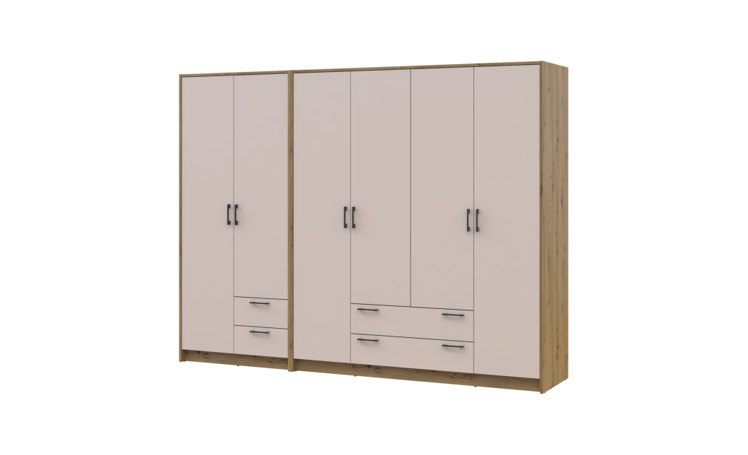 Kleiderschrank Doros Rondi Artisan Eiche/Kaschmir 2+4 Türen 242x52x195 (42005656)