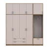 Kleiderschrank Doros Rondi mit Kleiderstange und hohem Oberschrank Artisan Eiche/Kaschmir 4 Türen 220x52x260 (42005300)