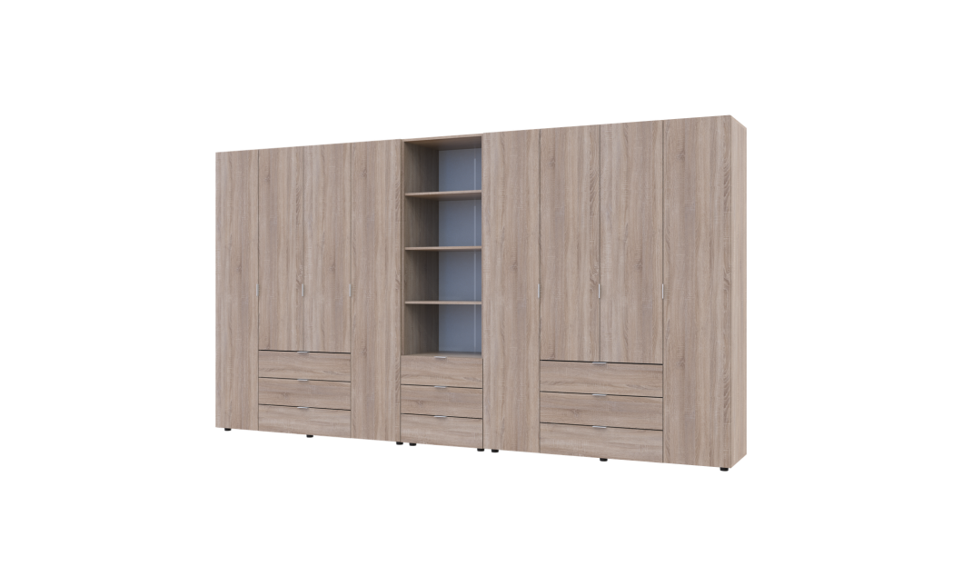 Kleiderschrank Doros Gelar Sonoma Eiche 4+4 Türen Säulenschrank 370x49,5x203,4 (42005185)