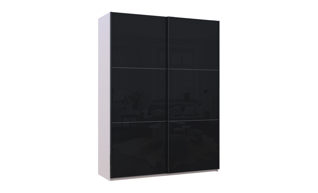 Kleiderschrank Doros G-Caiser Schiebetüren Kaschmir/Schwarz 2 Glas 2 Türen 180x60x240 (42005326)