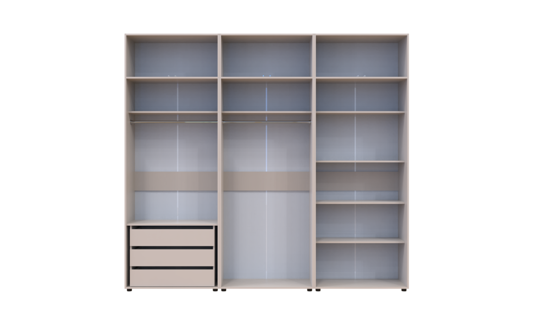 Kleiderschrank mit Schubladen, Regalen und Aufsatz Doros Kasper Kaschmir 2+2+2 Türen 270x48x245 (42005732)