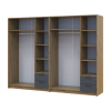 Kleiderschrank mit Spiegel Doros Rondi Artisan Eiche/Graphit 3+3 Türen 242x52x195 (42005695)