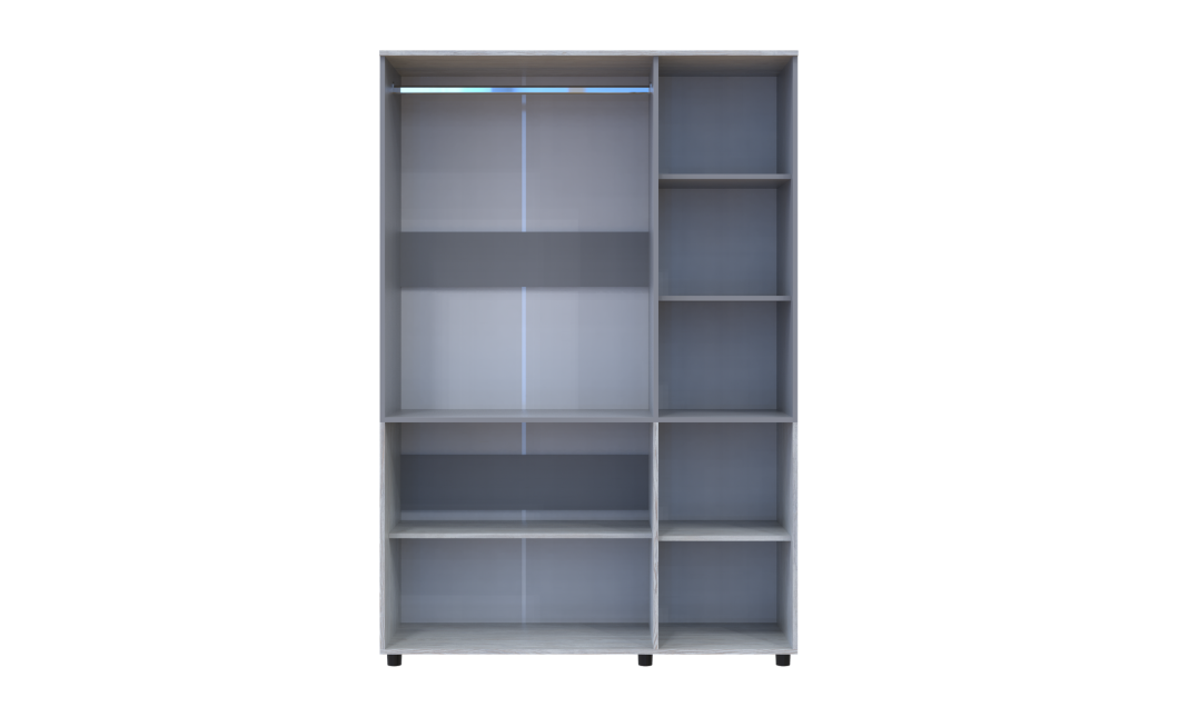 Kleiderschrank Doros Thorn Natti Kiefer/Grau 3 Türen Kleiderstange 135x51,6x200 (44900511)