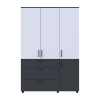 Kleiderschrank Doros Thorn Anthrazit/Weiß 3 Türen 3 Schubladen Kleiderstange 135x51,6x200 (44900517)