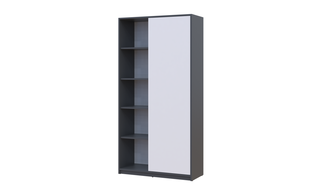Kleiderschrank Doros Student mit Drehtüren Graphitgrau / Weiß 90x38x180 (44900273)