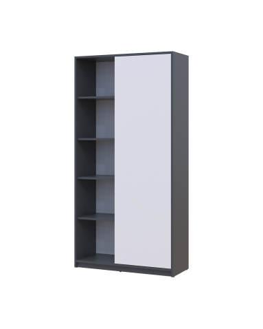 Kleiderschrank Doros Student mit Drehtüren Graphitgrau / Weiß 90x38x180 (44900273)