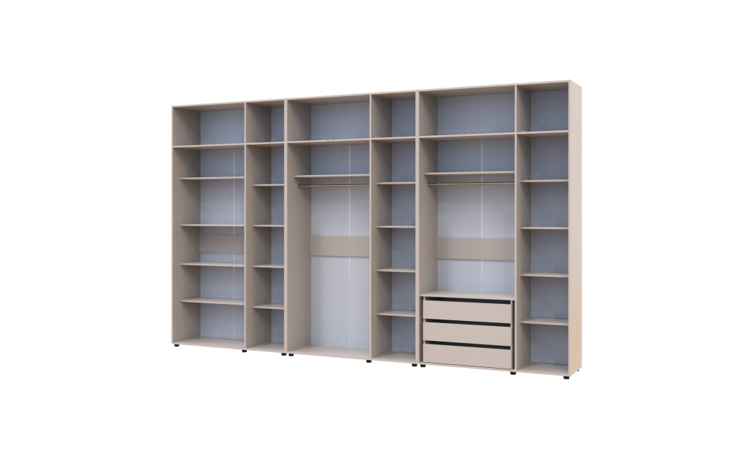 Kleiderschrank mit Schubladen, Regalen und Aufsatz Doros Kasper Kaschmir 3+3+3 Türen 405x48x245 (42005736)