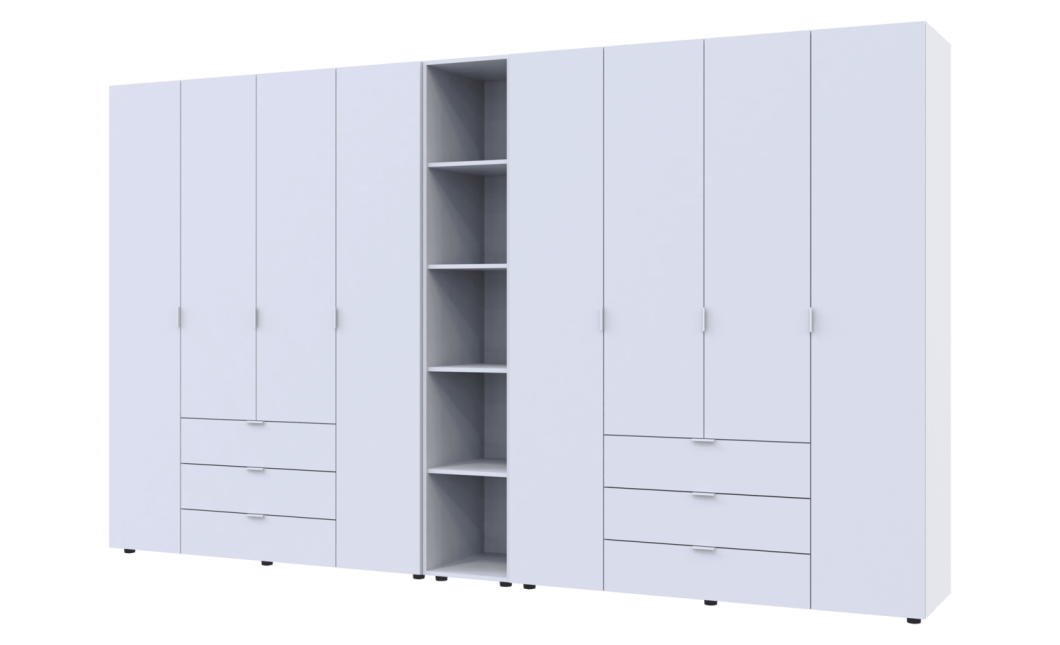 Kleiderschrank Doros Gelar Weiß 4+4 Türen mit offenem Regal 348,2x49,5x203,4 (42005040)