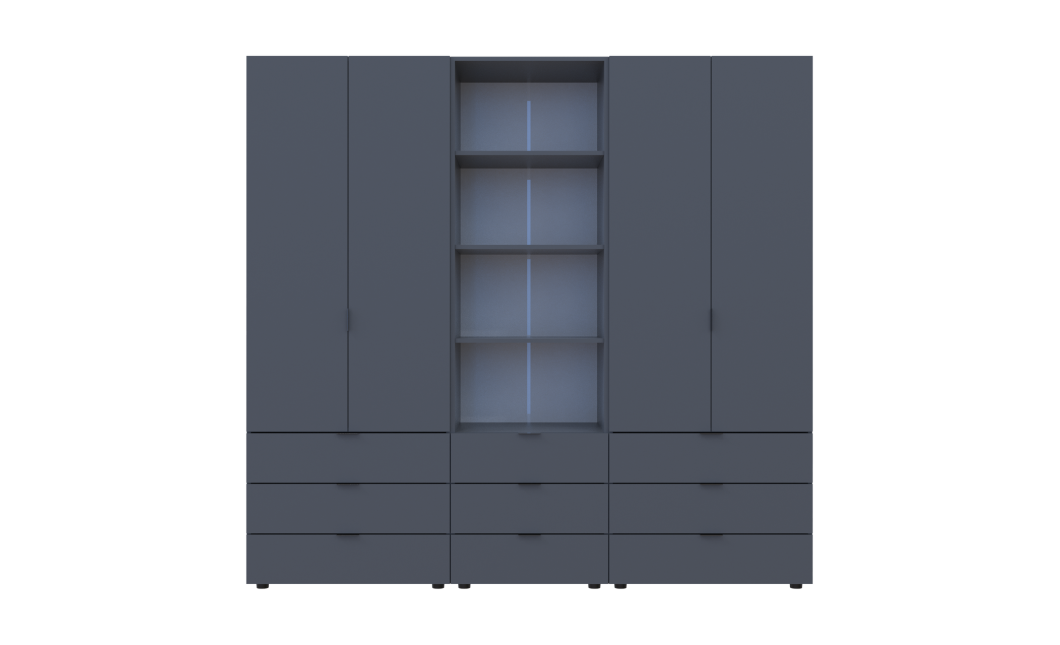 Kleiderschrank Doros Gelar Graphitgrau 2+2 Türen Säulenschrank 215x49,5x203,4 (42005171)