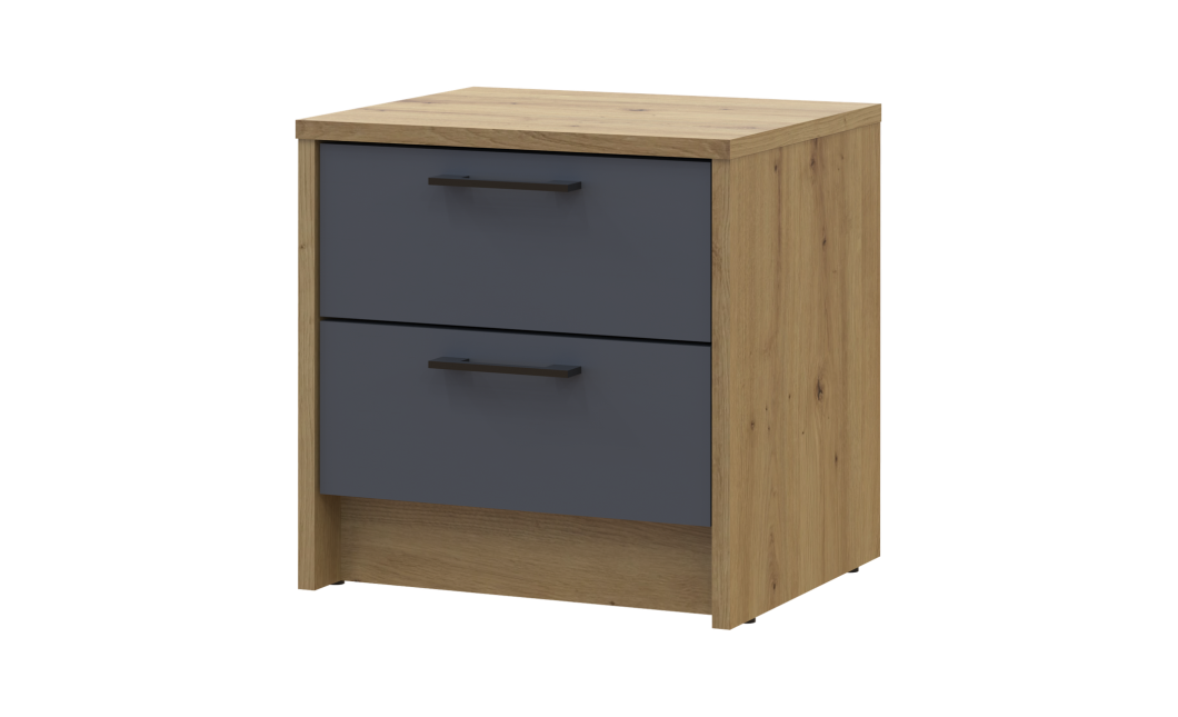 Nachttisch Doros Rondi Eiche Artisan/Anthrazit 2 Schubladen 40x35x40 (41516286)