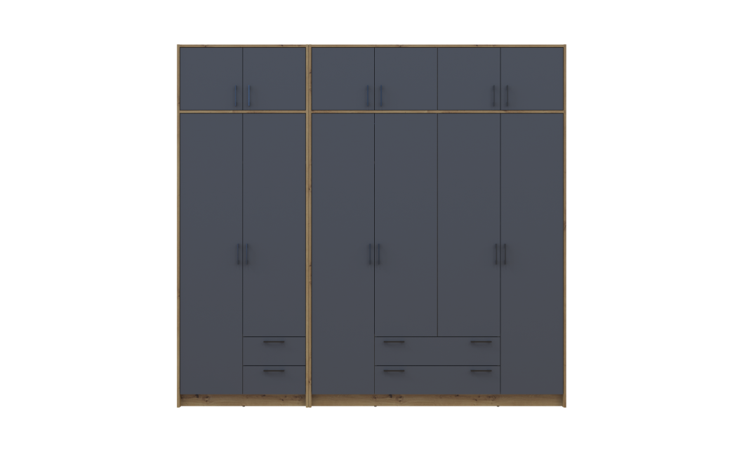 Kleiderschrank mit Aufsatz Doros Rondi Artisan Eiche/Graphit 2+4 Türen 242x52x236 (42005704)