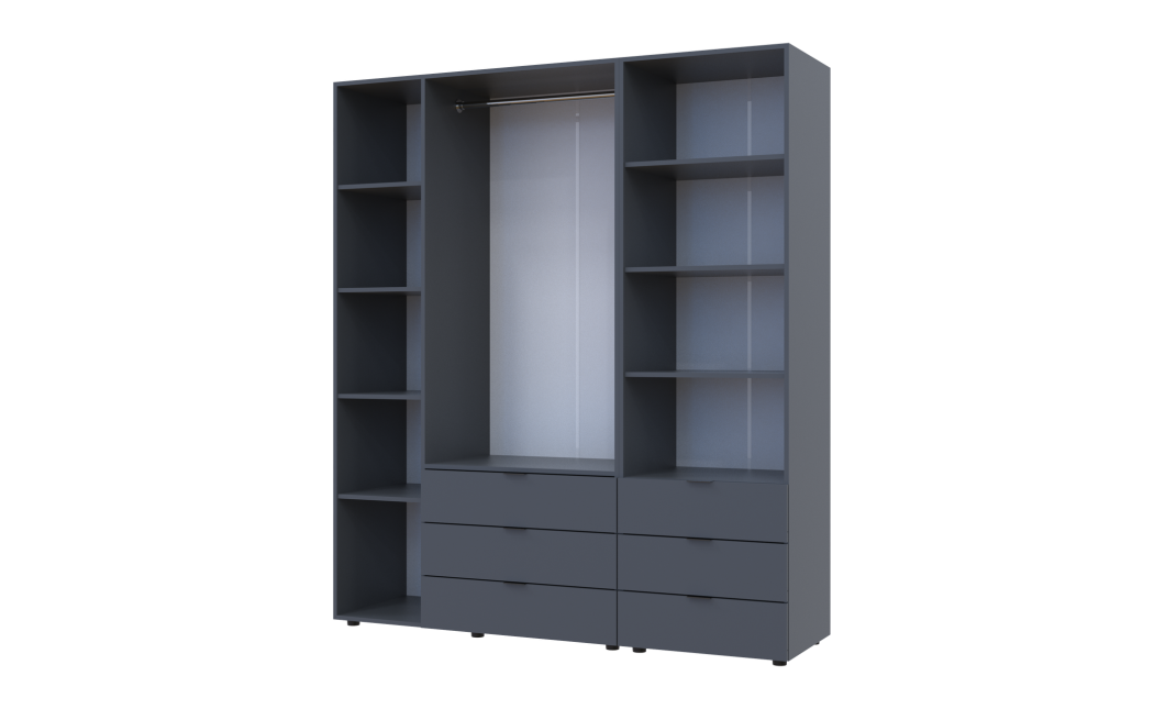 Kleiderschrank Doros Gelar Graphitgrau 3 Türen Säulenschrank 176,2x49,5x203,4 (42005169)