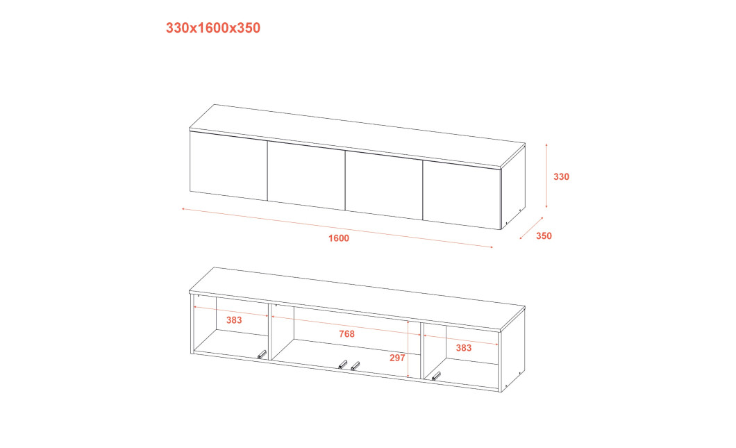 TV-Board Doros Levia Kaschmir 4 Türen 160x35x33 (41516085)