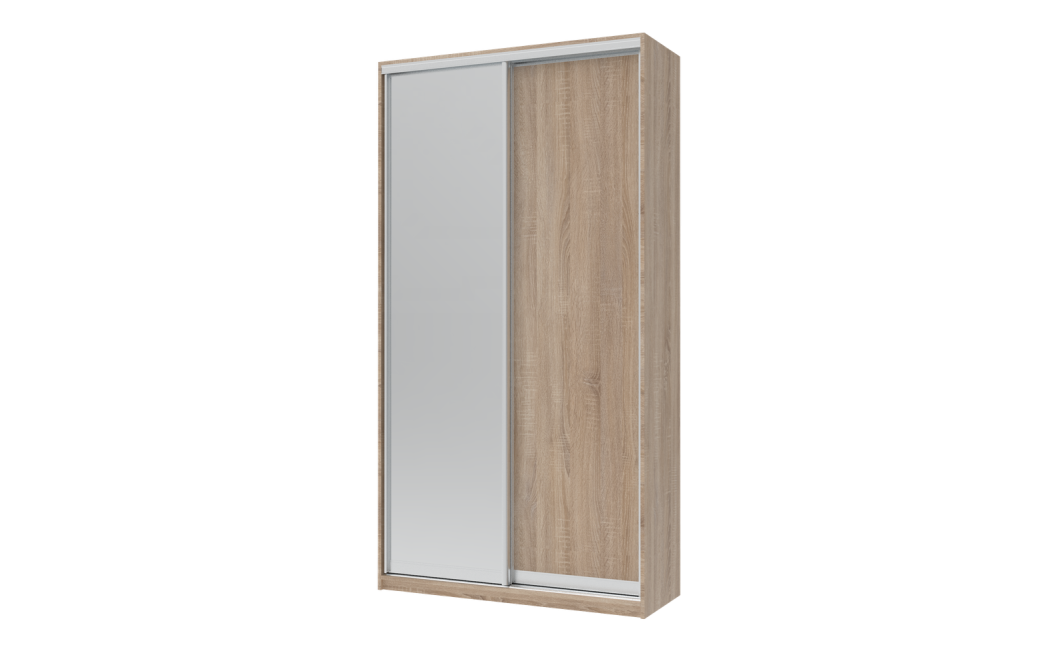 Kleiderschrank Doros City Light Schiebetüren Sonoma Eiche mit Spiegel 120x45x225 (42002033)