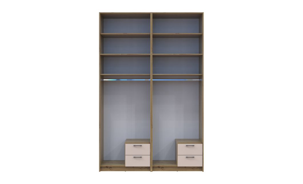 Kleiderschrank mit Spiegel und hohem Aufsatz Doros Rondi Artisan Eiche/Kaschmir 2+2 Türen 164x52x260 (42005677)