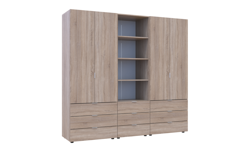 Kleiderschrank Doros Gelar Sonoma Eiche 2+2 Türen Säulenschrank 215x49,5x203,4 (42005183)