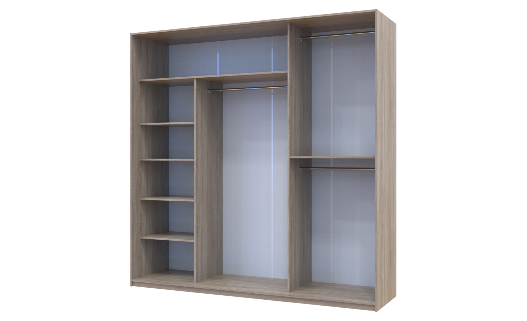 Kleiderschrank Doros City Light Schiebetüren Sonoma Eiche mit Spiegel 225x60x225 (42002138)