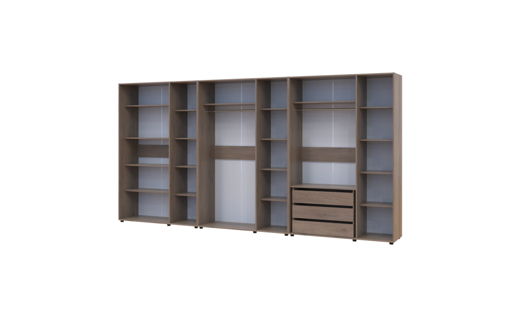 Kleiderschrank mit Regalen und Schubladen Doros Kasper Cremona Cannolo 3+3+3 Türen 405x48x204 (42005735)
