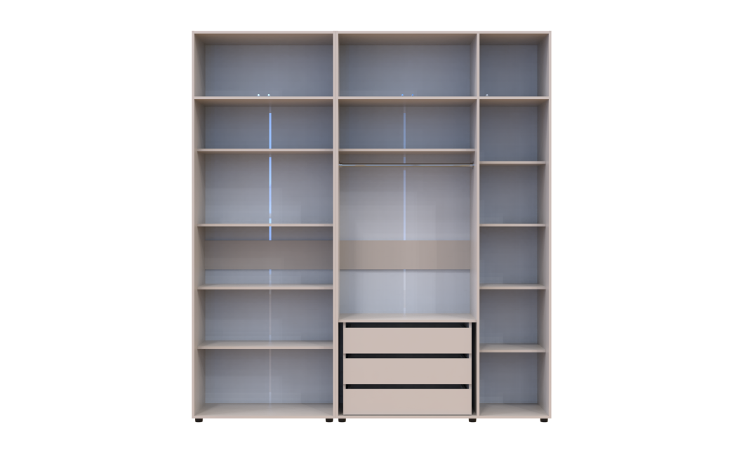 Kleiderschrank mit Schubladen, Regalen und Aufsatz Doros Kasper Kaschmir 2+3 Türen 225x48x245 (42005556)