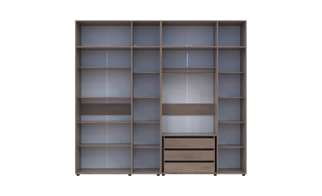Kleiderschrank mit Schubladen, Regalen und Aufsatz Doros Kasper Cremona Cannolo 3+3 Türen 270x48x245 (42005581)