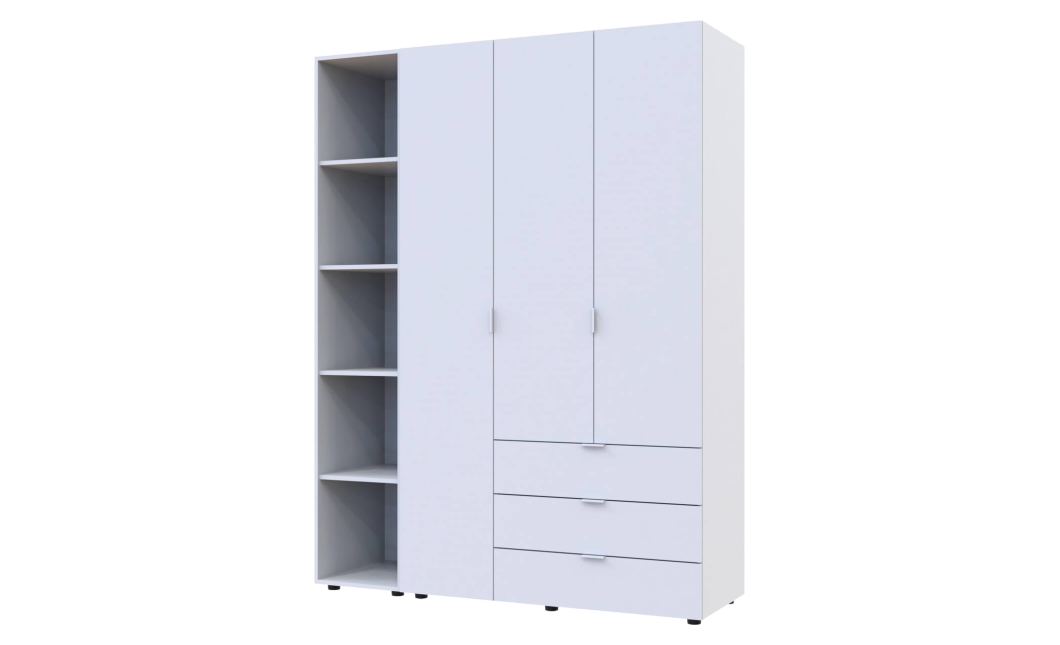 Kleiderschrank Doros Gelar Weiß 3 Türen mit offenem Regal 154,4x49,5x203,4 (42005034)