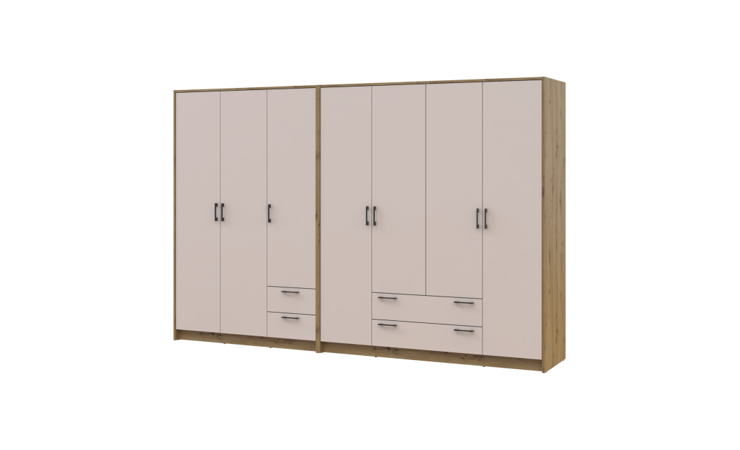 Kleiderschrank Doros Rondi Artisan Eiche/Kaschmir 3+4 Türen 281x52x195 (42005660)