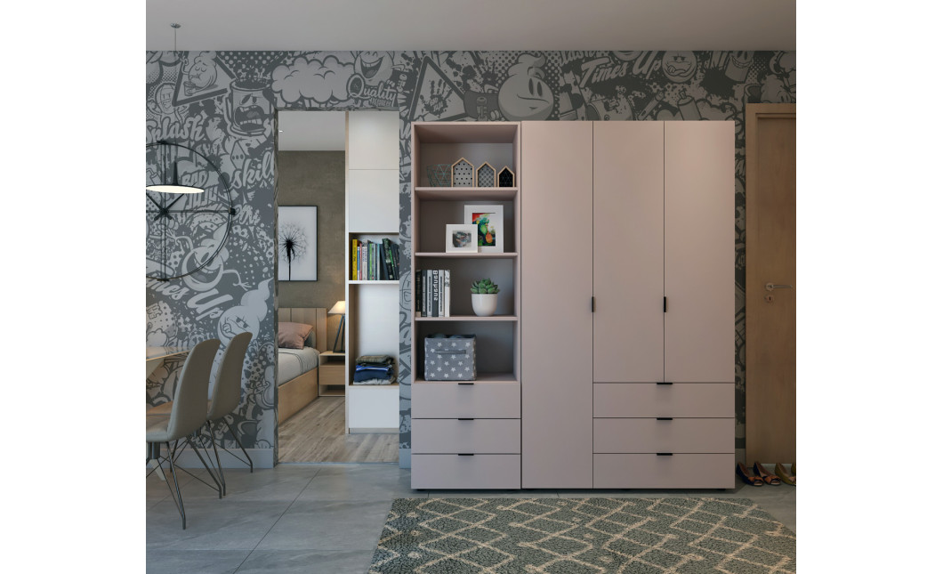 Kleiderschrank Doros Gelar Kaschmir 3 Türen Säulenschrank 176,2x49,5x203,4 (42005175)