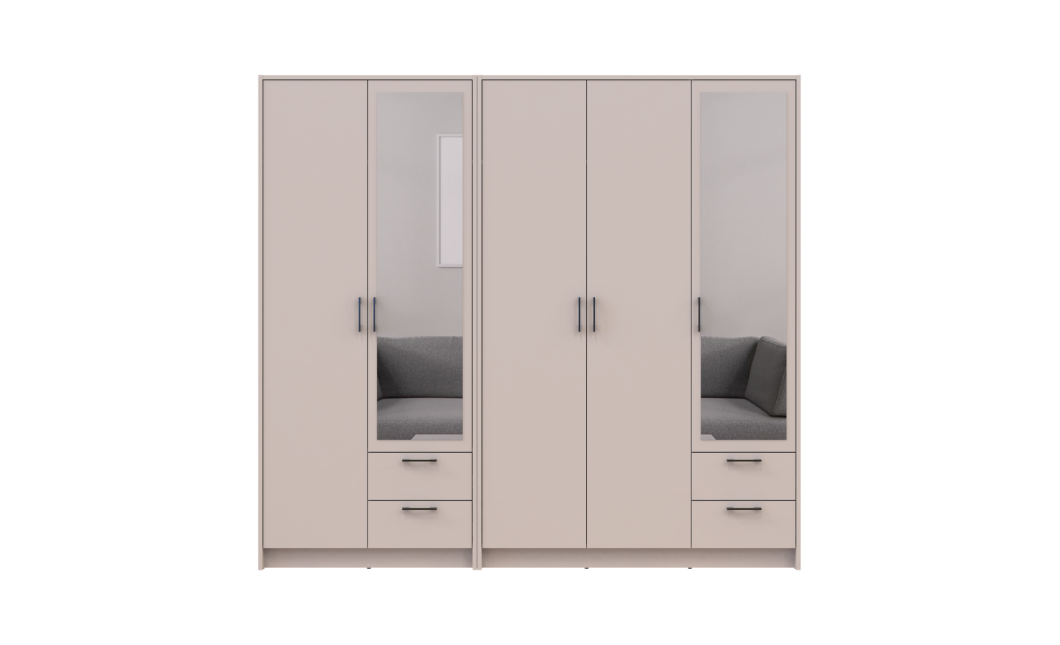 Kleiderschrank mit Spiegel Doros Rondi Kaschmir 2+3 Türen 203x52x195 (42005619)
