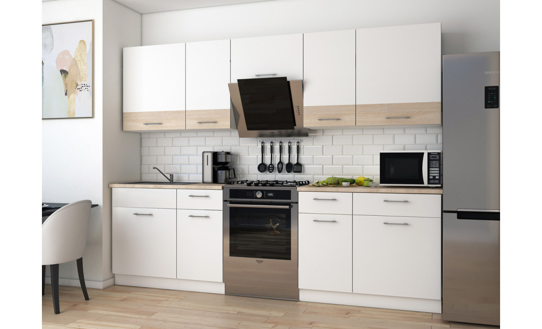 Küche Doros Leia 260x60x250 Weiß / Sonoma Eiche (81000009)