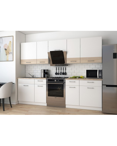 Küche Doros Leia 260x60x250 Weiß / Sonoma Eiche (81000009)
