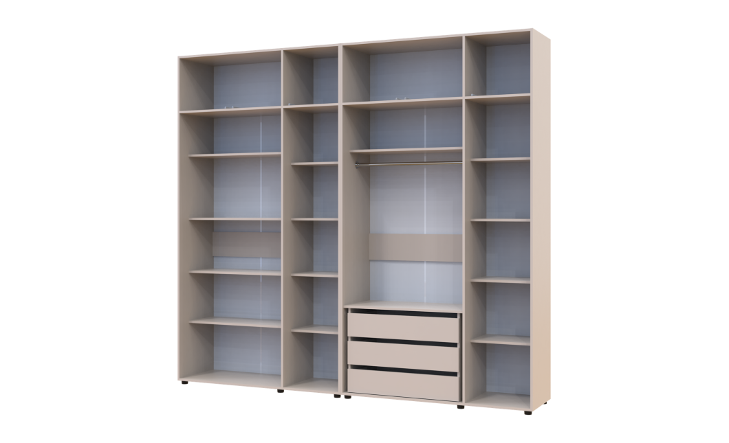 Kleiderschrank mit Schubladen, Regalen und Aufsatz Doros Kasper Kaschmir 3+3 Türen 270x48x245 (42005580)