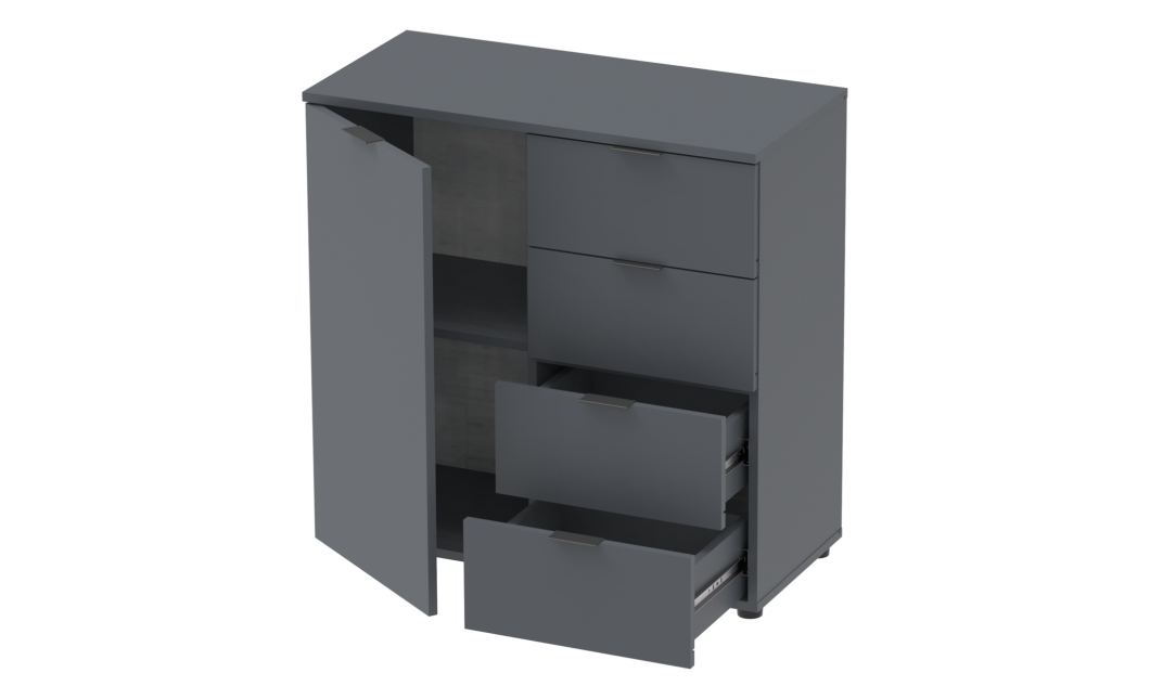 Kommode Doros Ron 1 Graphitgrau 1 Türen 4 Schubladen 80x38x81 (41516006)