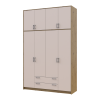 Kleiderschrank Doros Rondi mit Drehtüren mit Oberschrank Artisan Eiche / Kaschmir 4 Türen 160x52x260 (42005194)