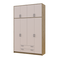Kleiderschrank Doros Rondi mit Drehtüren mit Oberschrank Artisan Eiche / Kaschmir 4 Türen 160x52x260 (42005194)