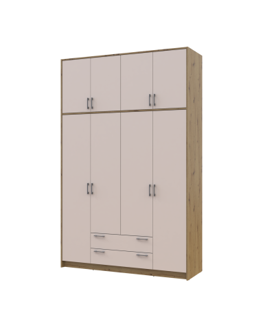 Kleiderschrank Doros Rondi mit Drehtüren mit Oberschrank Artisan Eiche / Kaschmir 4 Türen 160x52x260 (42005194)