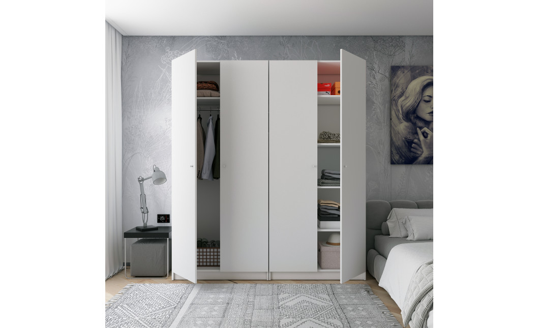 Kleiderschrank Doros Promo Set mit Böden Weiß 2+2 Türen 180x48x204 (44900288)