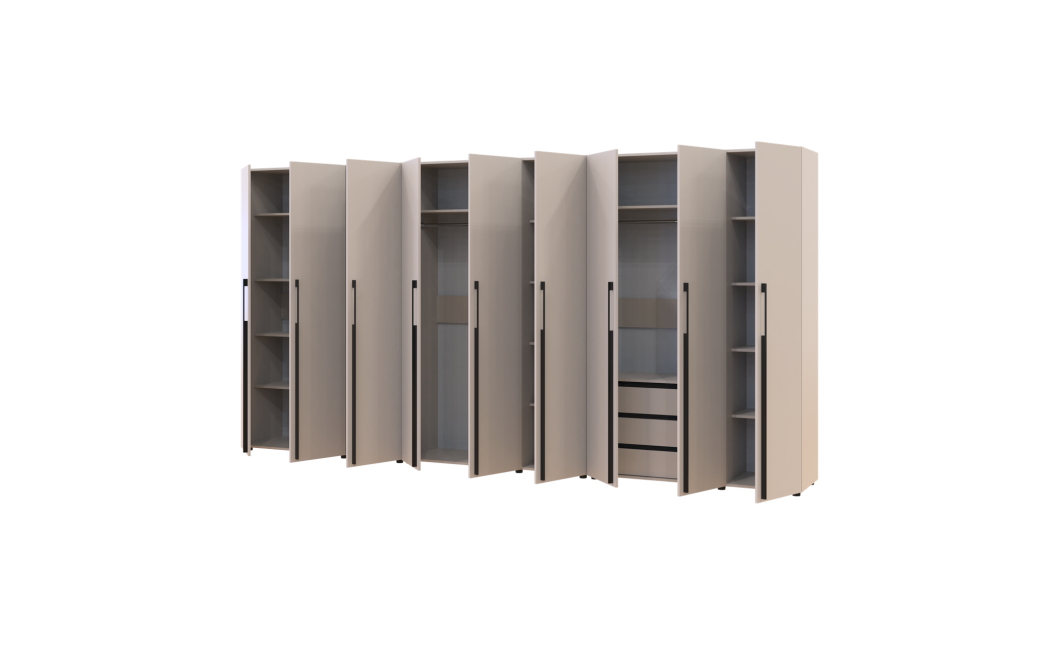 Kleiderschrank mit Regalen und Schubladen Doros Kasper Kaschmir 3+3+3 Türen 405x48x204 (42005734)
