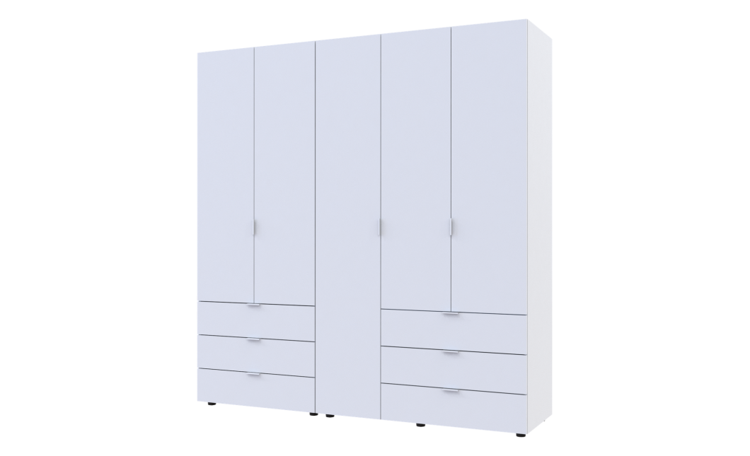 Kleiderschrank Doros Gelar Set mit Drehtüren Weiß 2+3 Türen 193,7x49,5x203,4 (42002116)