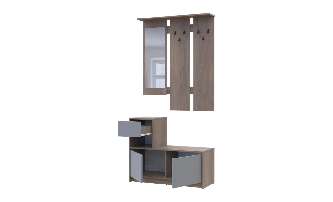 Flurmöbel Set Bela Cremona Cannolo/Grau mit Spiegel 100x40x210 (44900413)